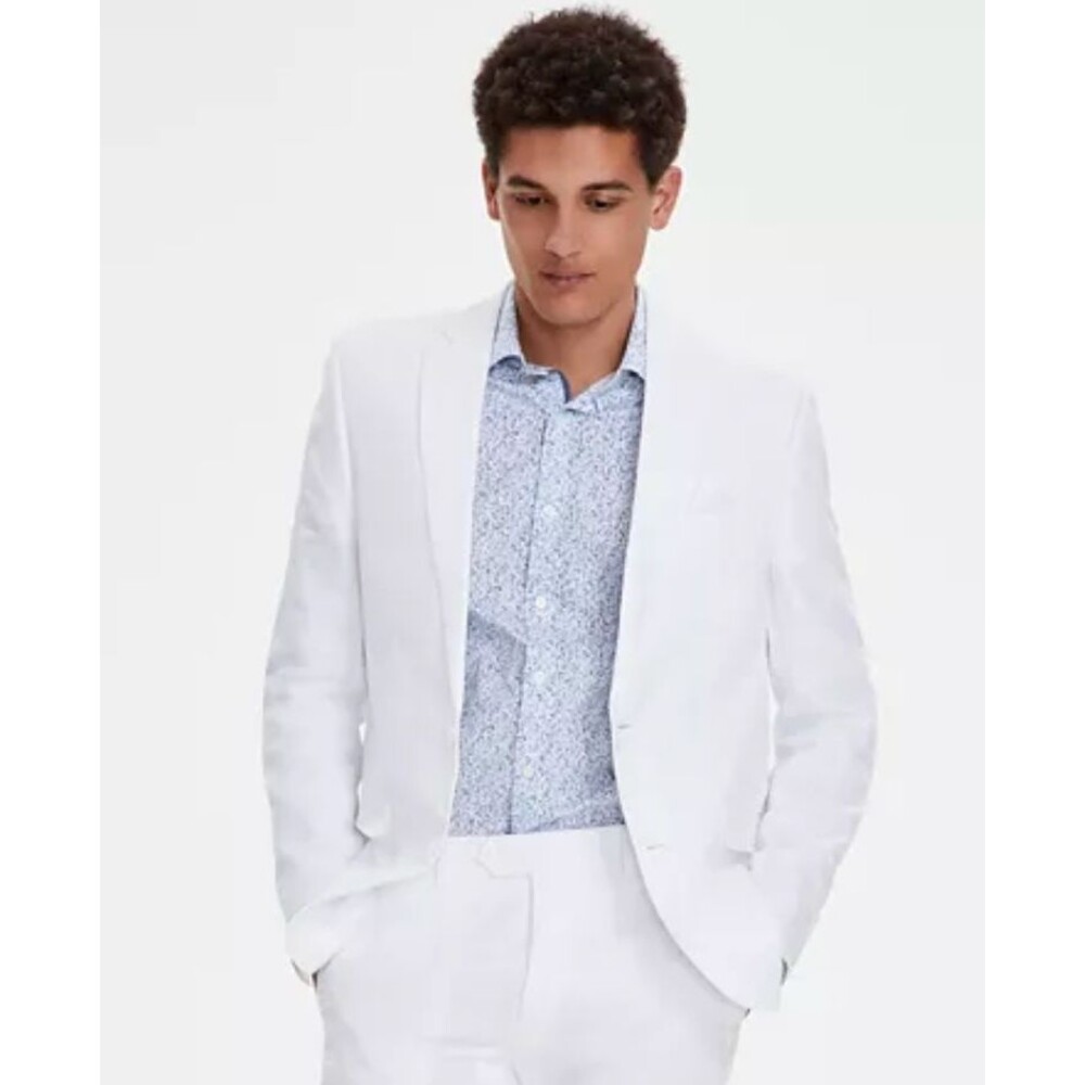 $360 NEW BAR III MENS 38L WHITE 100% LINEN SLIM BLAZER SPORT COAT SUIT JACKET